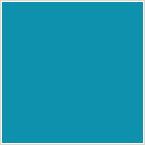 0E91AC Hex Color Image (BLUE CHILL, LIGHT BLUE)