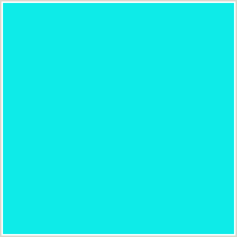0EEBE8 Hex Color Image (AQUA, BRIGHT TURQUOISE, LIGHT BLUE)