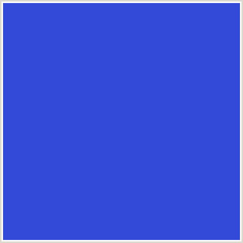 3349D8 Hex Color Image (BLUE, CERULEAN BLUE)