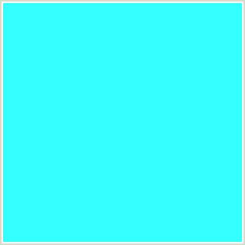 33FFFF Hex Color Image (CYAN, LIGHT BLUE)