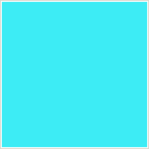 3DECF5 Hex Color Image (BRIGHT TURQUOISE, LIGHT BLUE)