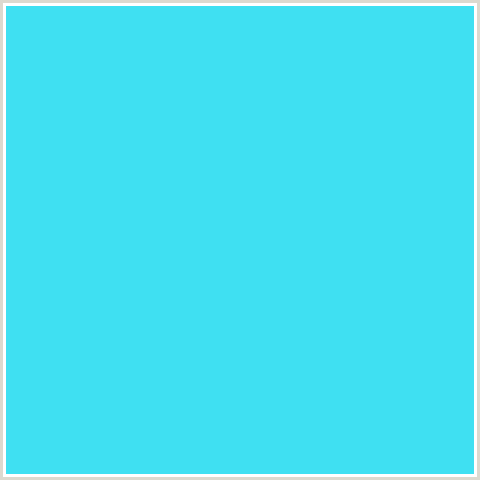 3FE0F2 Hex Color Image (LIGHT BLUE, PICTON BLUE)