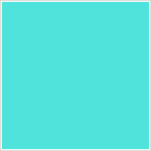 4FE3DC Hex Color Image (AQUA, LIGHT BLUE, TURQUOISE BLUE)