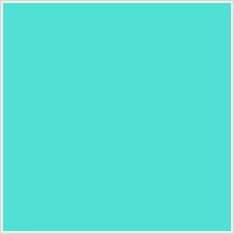 50E1D4 Hex Color Image (AQUA, LIGHT BLUE, TURQUOISE BLUE)