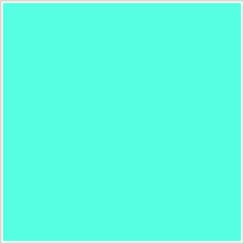 56FFE1 Hex Color Image (AQUAMARINE, BLUE GREEN)