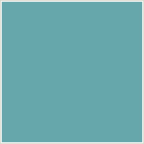 66A7AB Hex Color Image (BREAKER BAY, LIGHT BLUE)