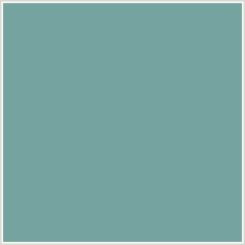 75A3A0 Hex Color Image (AQUA, LIGHT BLUE, SEA NYMPH)