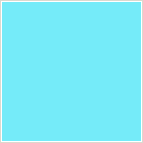75EBF9 Hex Color Image (LIGHT BLUE, MALIBU, TEAL)
