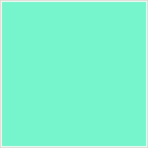 76F4CC Hex Color Image (AQUAMARINE, BLUE GREEN)