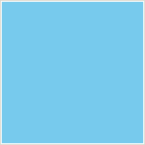 77CAED Hex Color Image (LIGHT BLUE, SKY BLUE, TEAL)