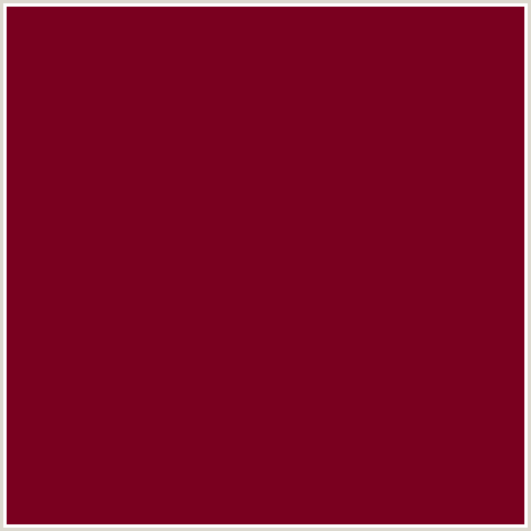 7A001F Hex Color Image (RED, VENETIAN RED)