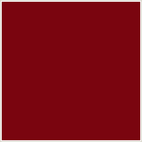 7A050F Hex Color Image (DARK BURGUNDY, RED)