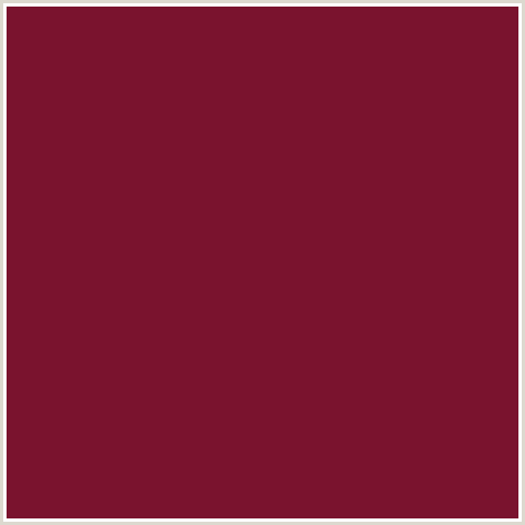 7A132E Hex Color Image (CLARET, RED)