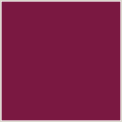 7A1841 Hex Color Image (CLARET, RED)