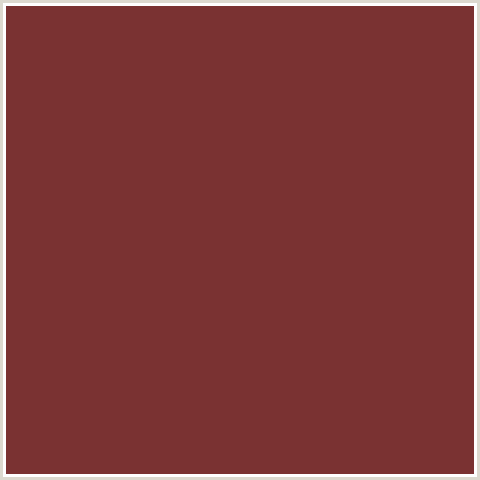 7A3232 Hex Color Image (LOTUS, RED)