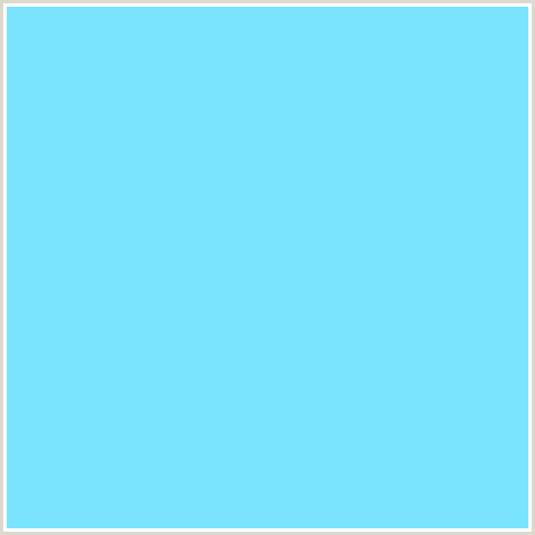 7AE4FF Hex Color Image (ANAKIWA, LIGHT BLUE, TEAL)