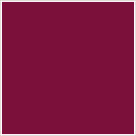 7B113A Hex Color Image (CLARET, RED)