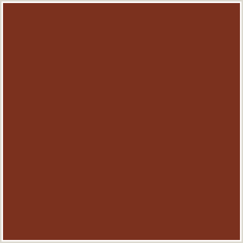 7B311E Hex Color Image (RED ORANGE, RED ROBIN)