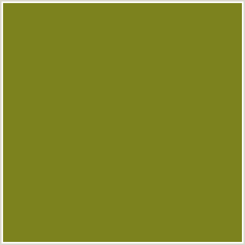 7C821E Hex Color Image (OLIVE, PACIFIKA, YELLOW GREEN)