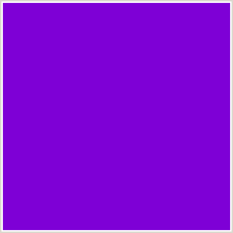 7E00D6 Hex Color Image (ELECTRIC VIOLET, VIOLET BLUE)