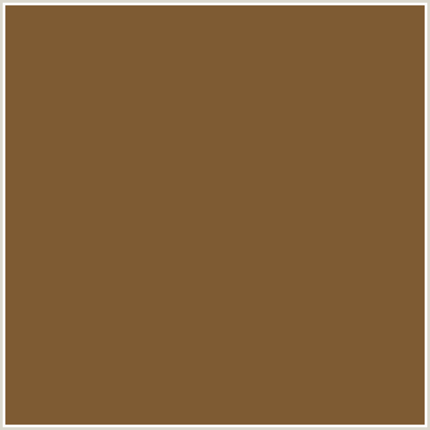 7E5B33 Hex Color Image (BROWN, ORANGE, POTTERS CLAY)