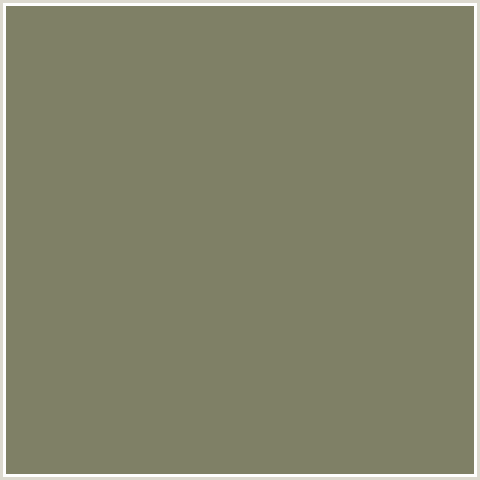 7F8066 Hex Color Image (FLAX SMOKE, YELLOW GREEN)