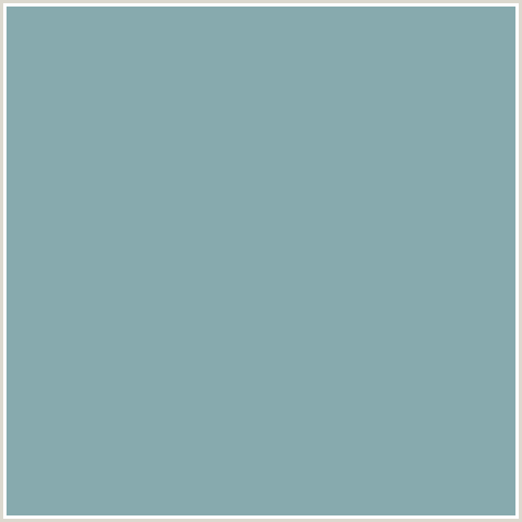 87AAAE Hex Color Image (GUMBO, LIGHT BLUE)
