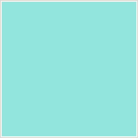 91E5DD Hex Color Image (BLUE GREEN, RIPTIDE)