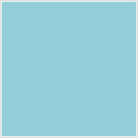93CDD8 Hex Color Image (AQUA ISLAND, LIGHT BLUE)