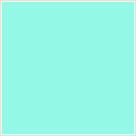 93F8E6 Hex Color Image (AQUAMARINE, BLUE GREEN)