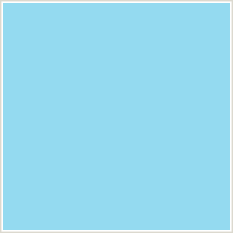 94DAF0 Hex Color Image (BABY BLUE, CORNFLOWER, LIGHT BLUE)