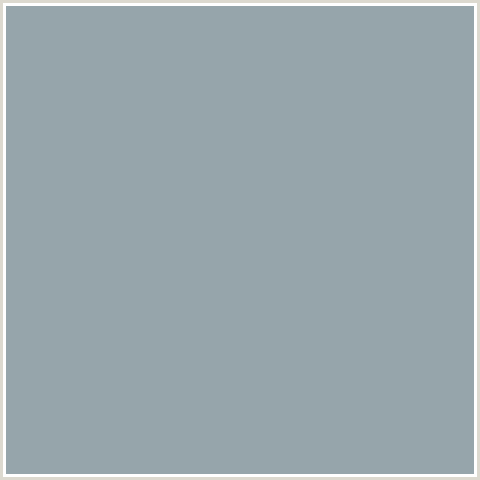 96A5AB Hex Color Image (HIT GRAY, LIGHT BLUE)