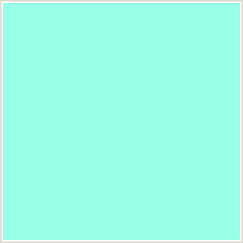 99FFE6 Hex Color Image (AQUAMARINE, BLUE GREEN)