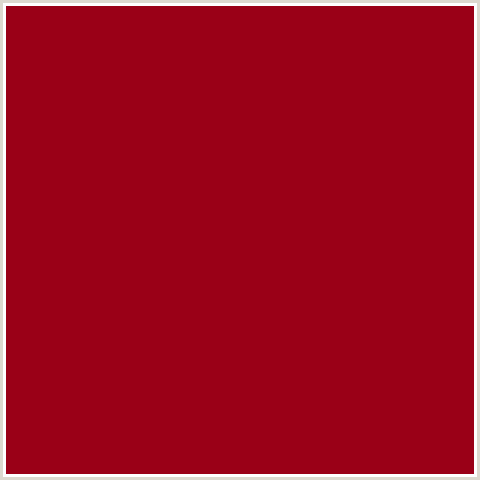 9A0017 Hex Color Image (CARMINE, RED)