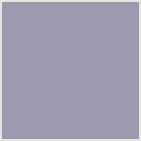 9B99AD Hex Color Image (BLUE, SANTAS GRAY)