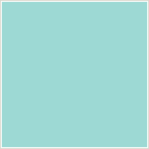 9DD9D4 Hex Color Image (AQUA, AQUA ISLAND, LIGHT BLUE)