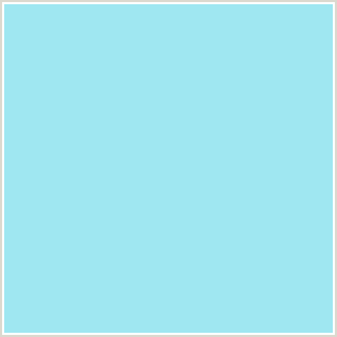 9FE7F1 Hex Color Image (BABY BLUE, BLIZZARD BLUE, LIGHT BLUE)