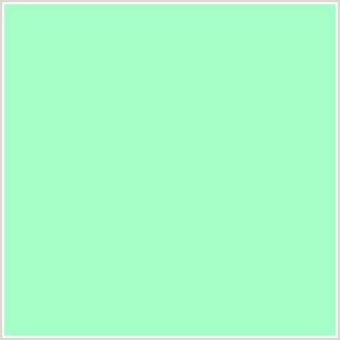 A4FFC6 Hex Color Image (AQUAMARINE, GREEN BLUE, MINT)