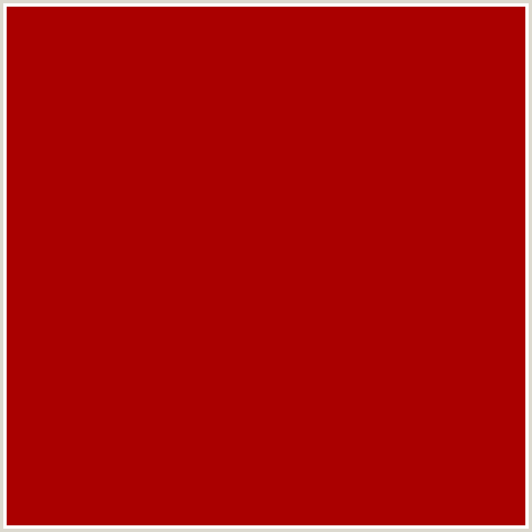 AA0000 Hex Color Image (BRIGHT RED, RED)