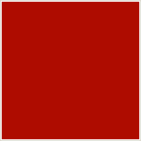 AE0C00 Hex Color Image (BRIGHT RED, RED)