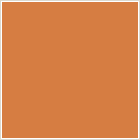 D67D42 Hex Color Image (ORANGE RED, RAW SIENNA)