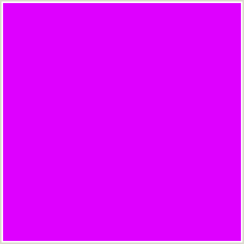 DE00FF Hex Color Image (DEEP PINK, ELECTRIC VIOLET, FUCHSIA, FUSCHIA, HOT PINK, MAGENTA)