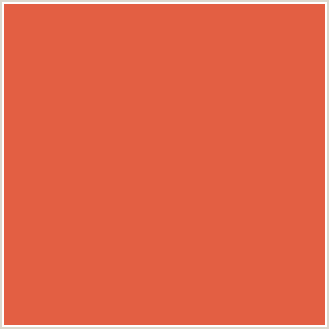 E35F43 Hex Color Image (FLAME PEA, RED ORANGE)