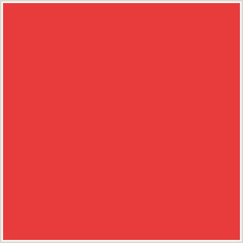 E83C3C Hex Color Image (CINNABAR, RED)