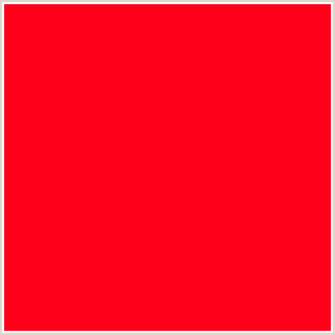 FF001A Hex Color Image (RED)