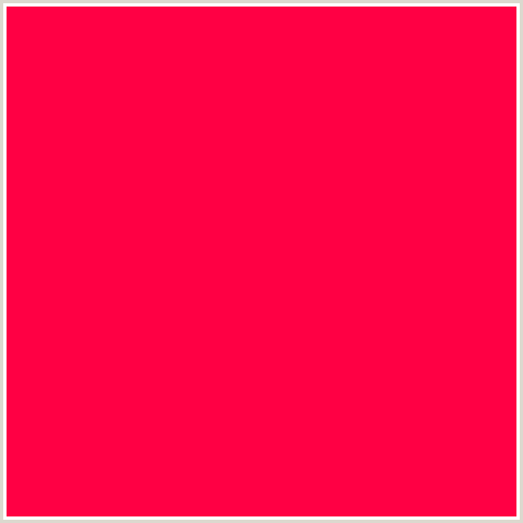FF0044 Hex Color Image (RED, TORCH RED)