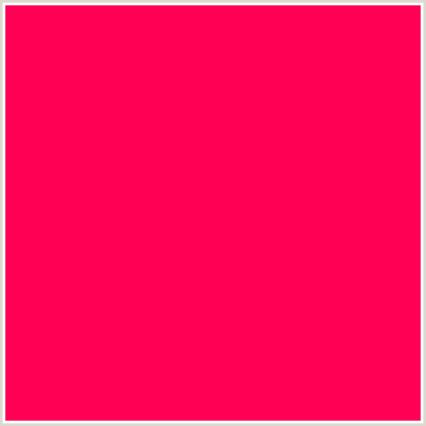 FF0054 Hex Color Image (RED, TORCH RED)